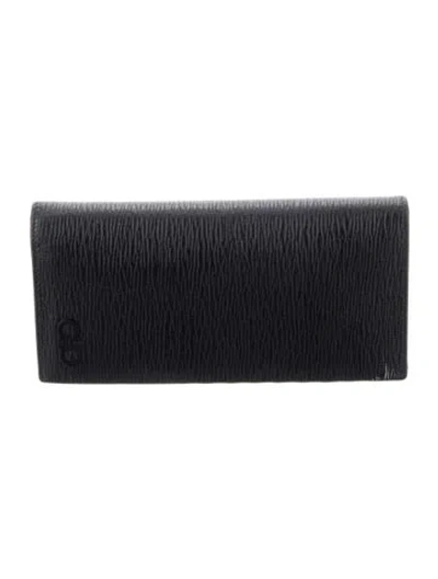 Pre-owned Ferragamo Leather Continental Wallet In Black