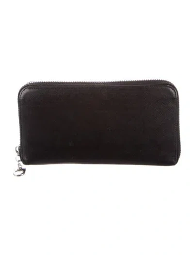 Pre-owned Ferragamo Leather Continental Wallet In Black