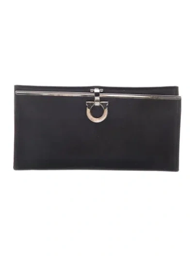 Pre-owned Ferragamo Leather Continental Wallet In Black