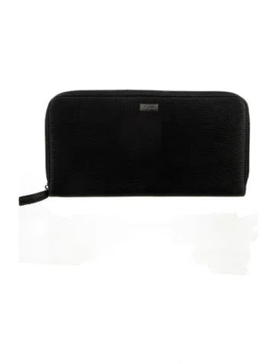 Pre-owned Ferragamo Leather Continental Wallet In Black