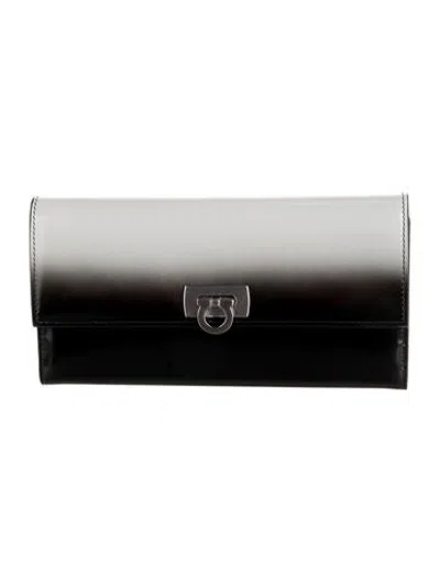 Pre-owned Ferragamo Leather Continental Wallet In Black
