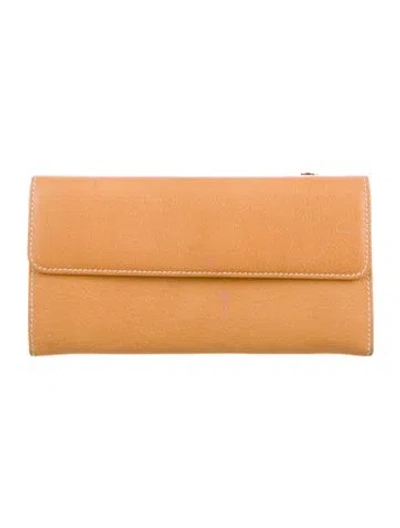 Pre-owned Ferragamo Leather Continental Wallet In Brown