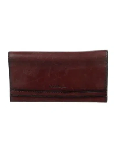 Pre-owned Ferragamo Leather Continental Wallet In Brown