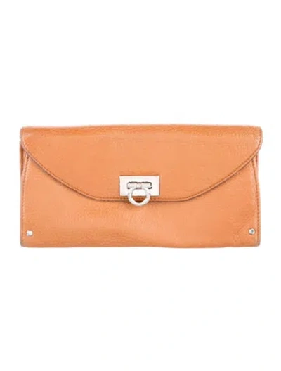 Pre-owned Ferragamo Leather Continental Wallet In Brown