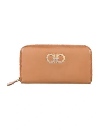 Pre-owned Ferragamo Leather Continental Wallet In Brown
