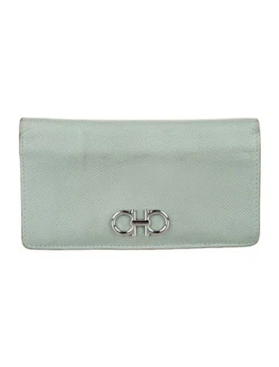 Pre-owned Ferragamo Leather Continental Wallet In Green