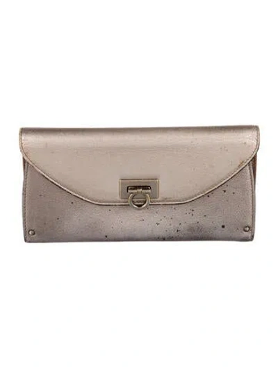Pre-owned Ferragamo Leather Continental Wallet In Metallic