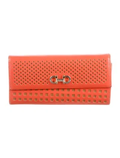 Pre-owned Ferragamo Leather Continental Wallet In Multi