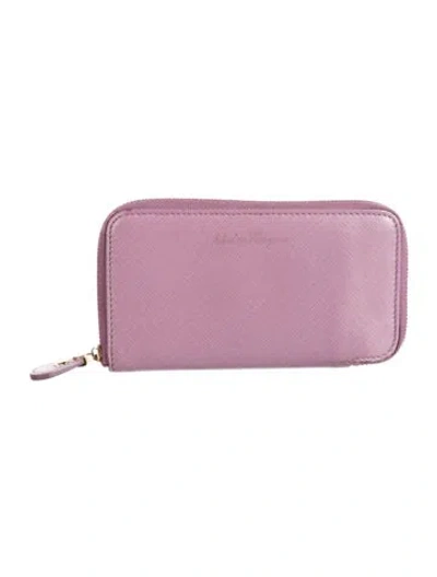 Pre-owned Ferragamo Leather Continental Wallet In Pink