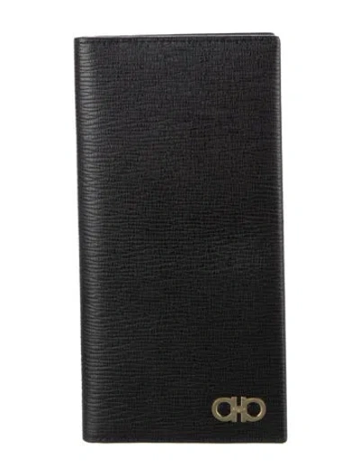 Pre-owned Ferragamo Leather Continental Wallet W/ Tags In Black