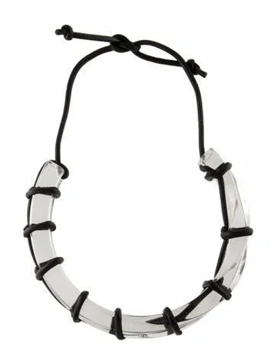 Pre-owned Ferragamo Leather Cord & Plexiglass Collar, 26" In Multi