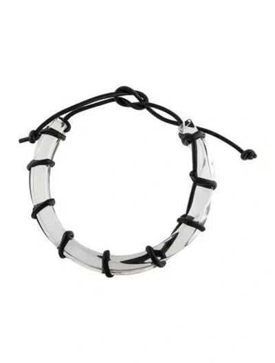 Pre-owned Ferragamo Leather Cord & Plexiglass Collar, 26" In Multi