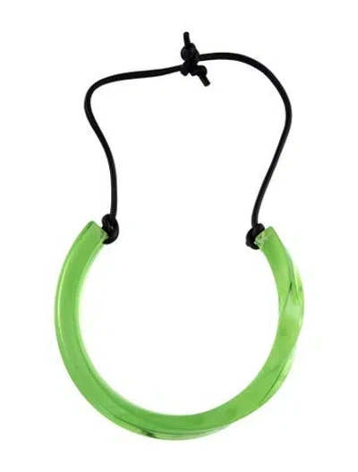 Pre-owned Ferragamo Leather Cord & Plexiglass Twisted Collar Necklace, 21" In Multi