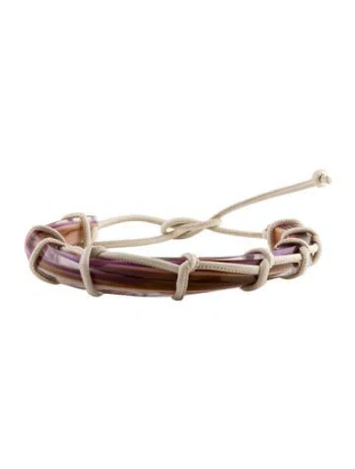 Pre-owned Ferragamo Leather Cord & Swirled Plexiglass Collar, 26"
