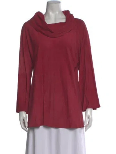 Pre-owned Ferragamo Leather Cowl Neck Top In Red