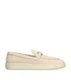 Ferragamo Nubuck Leather Loafers Gold Hardware In Beige