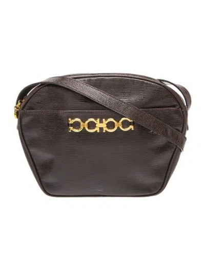 Pre-owned Ferragamo Leather Crossbody Bag In Black