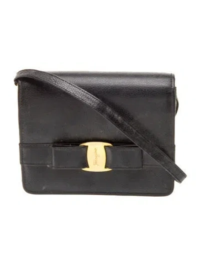 Pre-owned Ferragamo Leather Crossbody Bag In Black