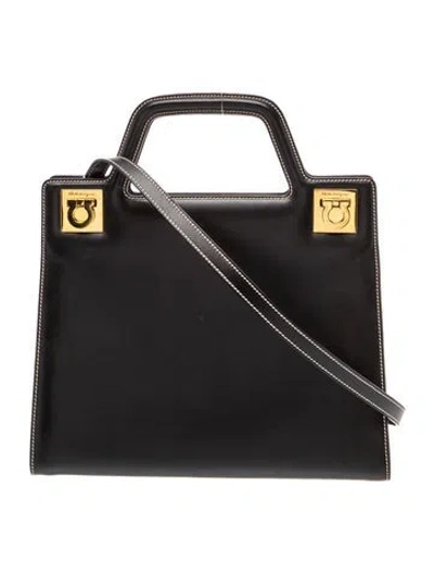 Pre-owned Ferragamo Leather Crossbody Bag In Black