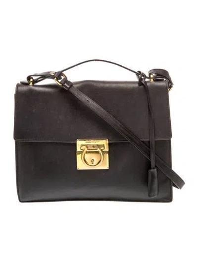 Pre-owned Ferragamo Leather Crossbody Bag In Black