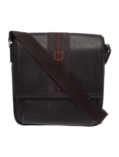 Pre-owned Ferragamo Leather Crossbody Bag In Black