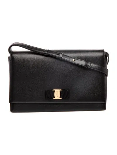 Pre-owned Ferragamo Leather Crossbody Bag In Black