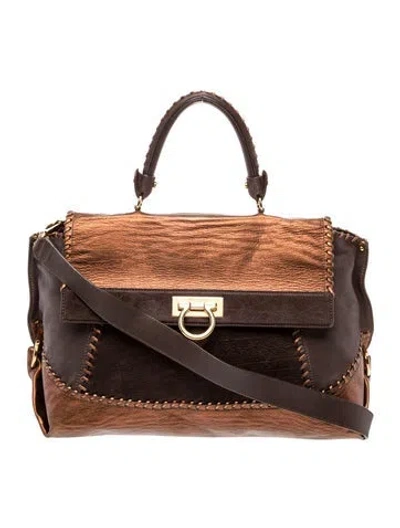 Pre-owned Ferragamo Leather Crossbody Bag In Brown