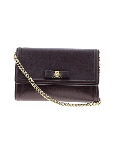 Pre-owned Ferragamo Leather Crossbody Bag In Burgundy