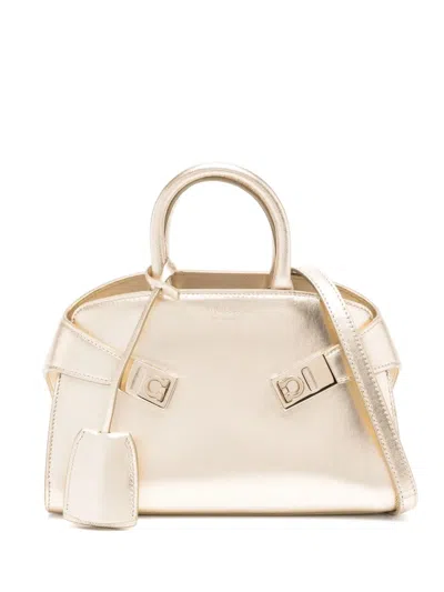 Ferragamo Leather Crossbody Bag In Gold
