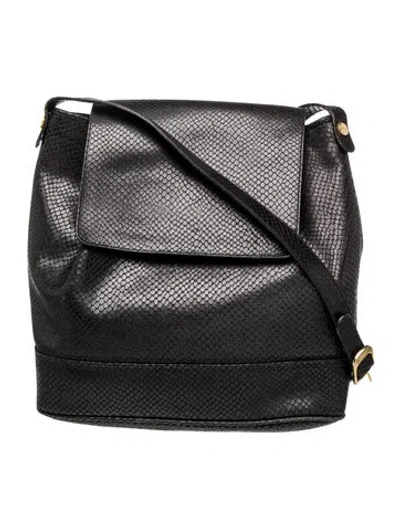 Pre-owned Ferragamo Leather Crossbody Bag Vintage In Black
