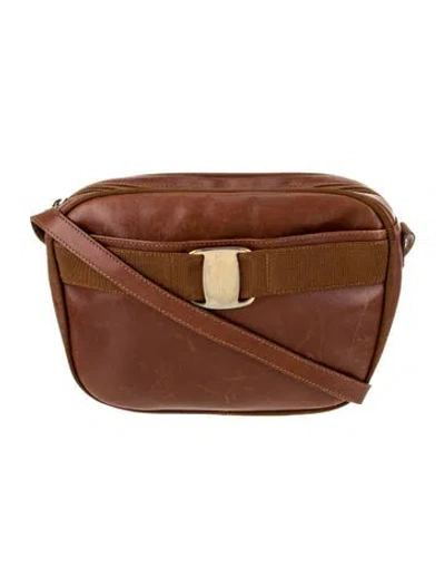 Pre-owned Ferragamo Leather Crossbody Bag Vintage In Brown