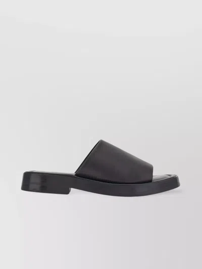 Ferragamo Leather Sandals With Embossed Logo On The Side In Black