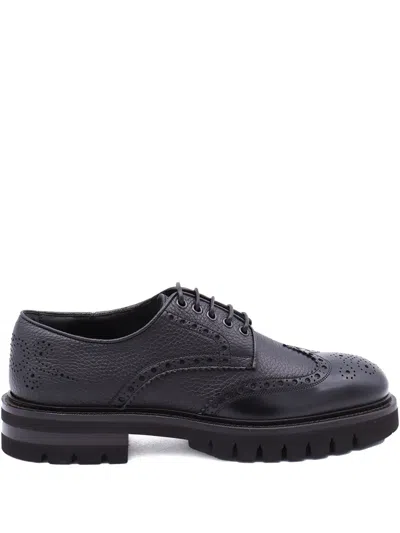 Ferragamo Lace-up Brogues Chunky Sole In Black