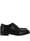 Ferragamo Leather Derby Shoes In Blue