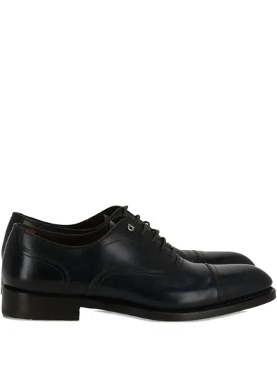Ferragamo Leather Derby Shoes In Blue
