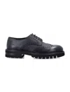 Ferragamo Leather Derby With Broguing In Black