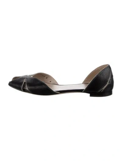 Pre-owned Ferragamo Leather D'orsay Flats In Black