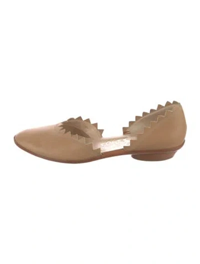 Pre-owned Ferragamo Leather D'orsay Flats In Neutral