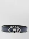 Ferragamo Navy Blue Logo Buckle Solid Belt In Blue