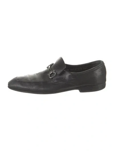 Pre-owned Ferragamo Leather Dress Loafers In Black