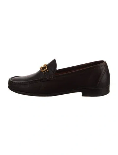 Pre-owned Ferragamo Leather Dress Loafers In Black