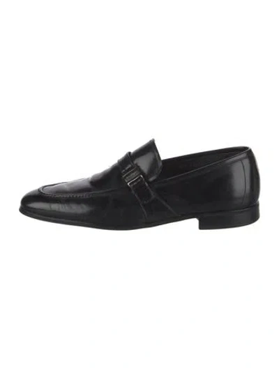 Pre-owned Ferragamo Leather Dress Loafers In Black