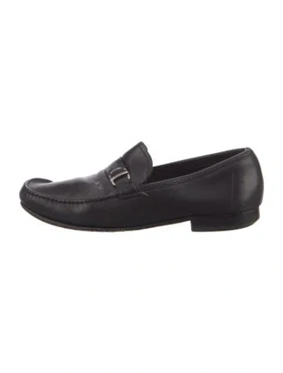 Pre-owned Ferragamo Leather Dress Loafers In Black