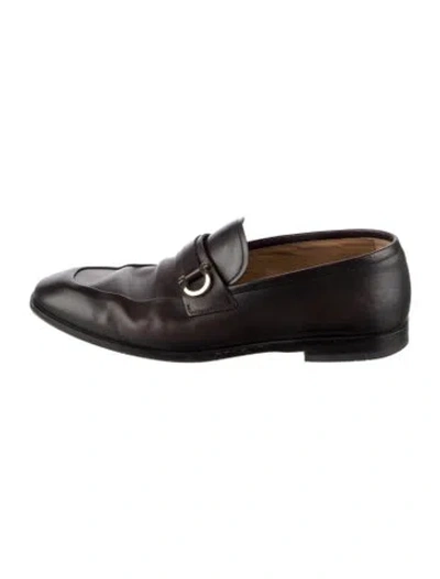 Pre-owned Ferragamo Leather Dress Loafers In Black