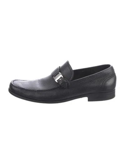 Pre-owned Ferragamo Leather Dress Loafers In Black