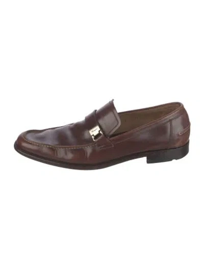 Pre-owned Ferragamo Leather Dress Loafers In Brown