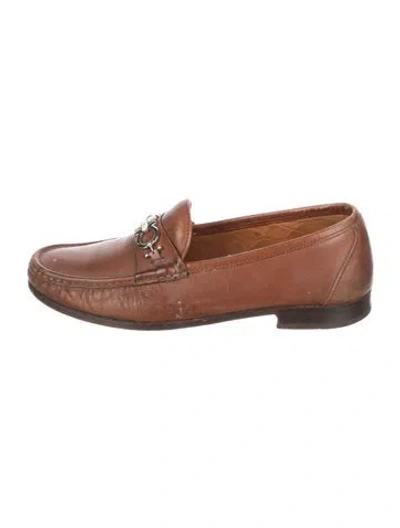 Pre-owned Ferragamo Leather Dress Loafers In Brown