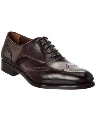 Ferragamo Poveda Leather Oxford In Brown