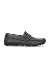 Ferragamo Leather Driver Loafers In Black