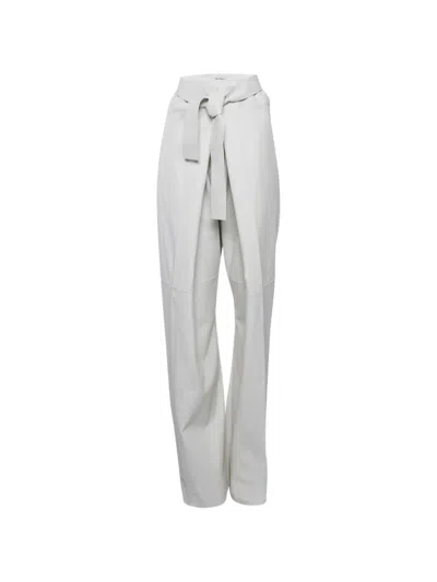 Pre-owned Ferragamo Leather Elasticated-waist Trousers In Gray